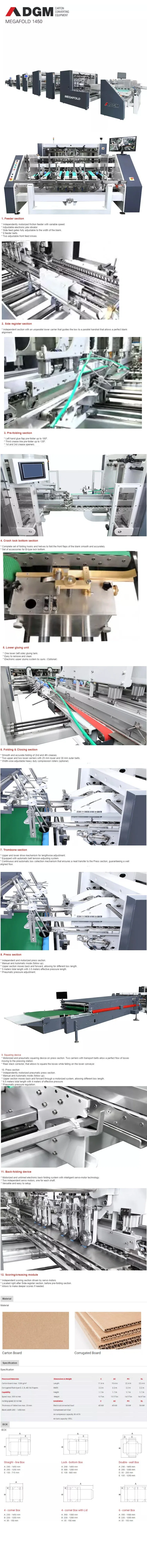 Dgm Corrugated Cardboard Carton Packaging 4 Corner Folder Glue Box Folding and Gluing Machine